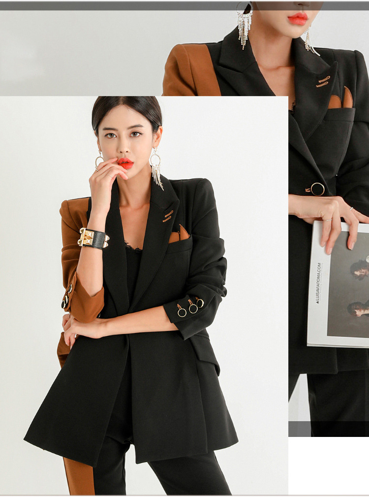 Title 9, Color-matching suit jacket plus high waist slim...