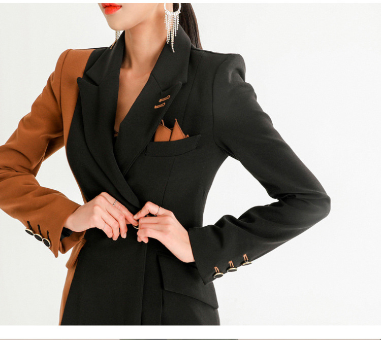 Title 15, Color-matching suit jacket plus high waist slim...