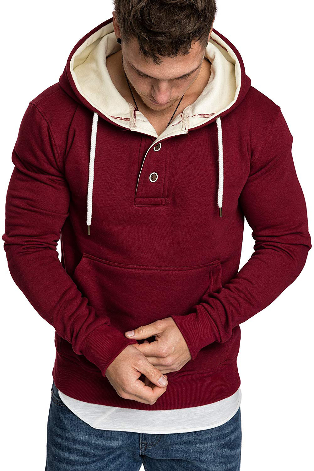 Title 6, Button-trimmed hooded fleece sweatshirt