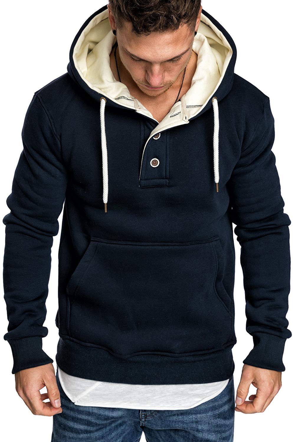 Title 9, Button-trimmed hooded fleece sweatshirt