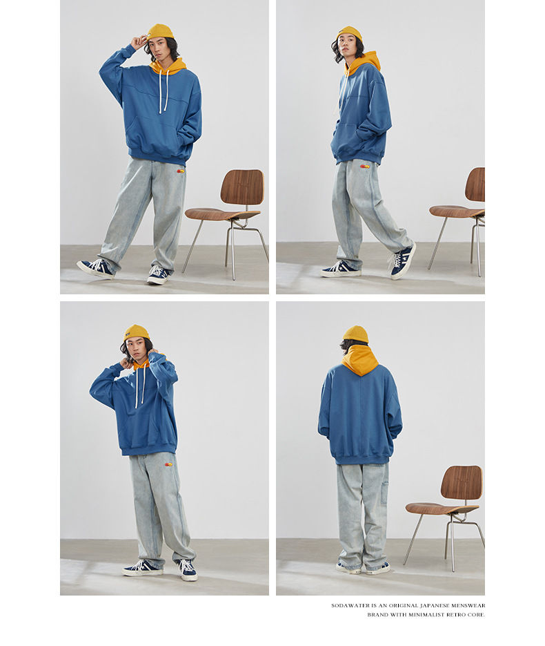 Title 3, Hooded Sweatshirt Colorblock Patch Sweatshirt