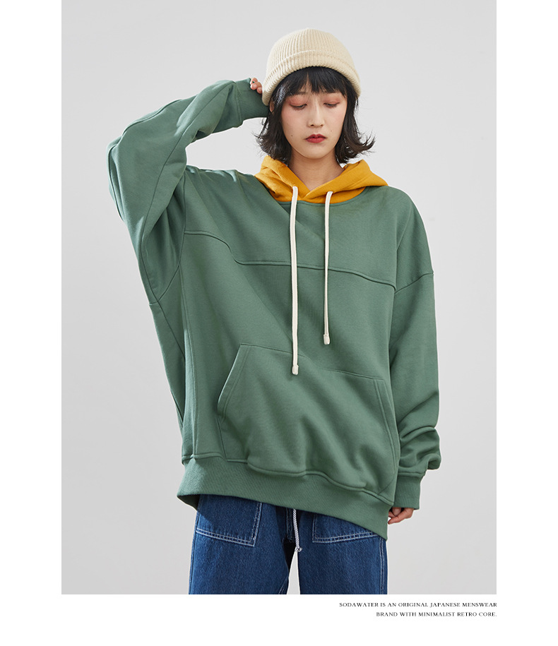 Title 7, Hooded Sweatshirt Colorblock Patch Sweatshirt