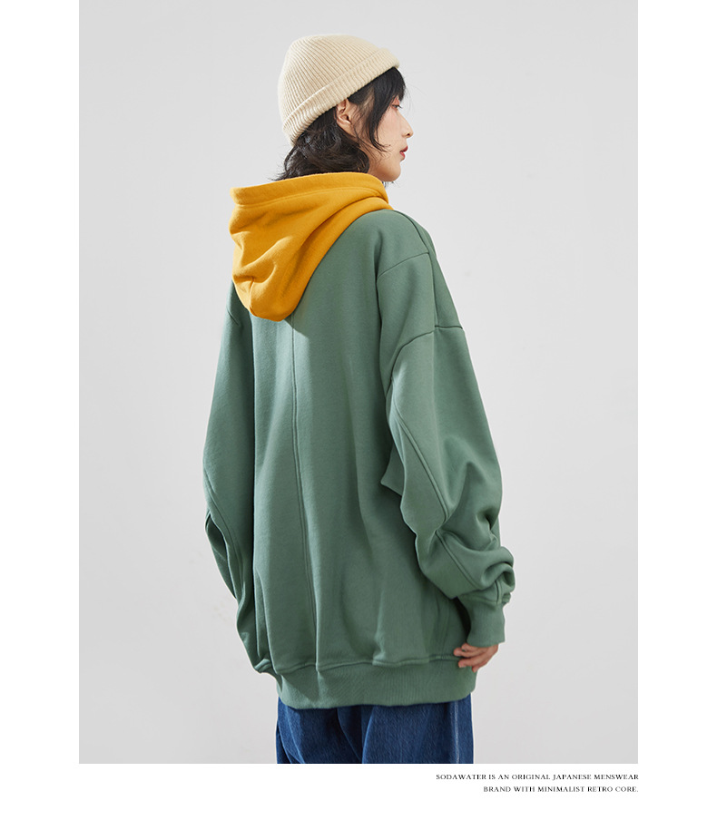 Title 8, Hooded Sweatshirt Colorblock Patch Sweatshirt