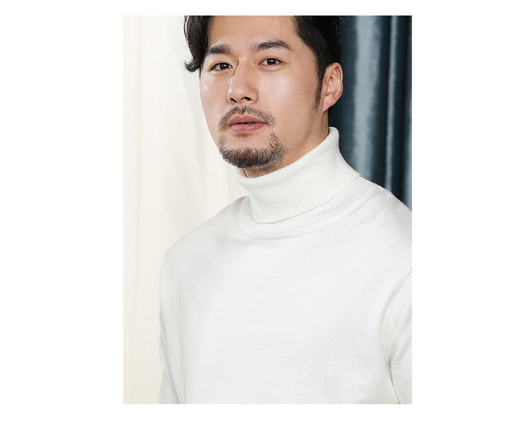 Back view of men's wool sweater showing masculine fit