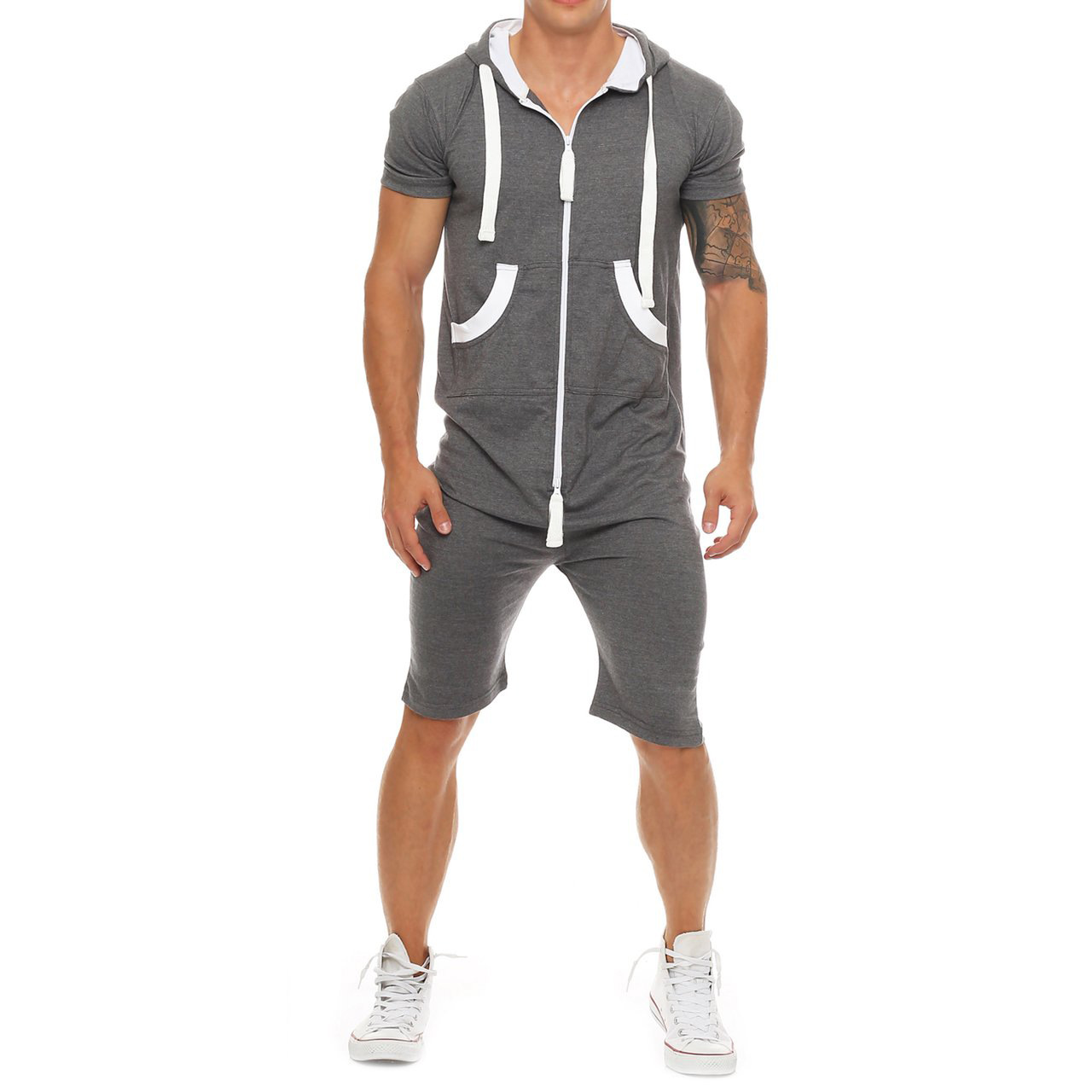 Title 2, Mens Slim Fashion Short Sleeve Jumpsuit