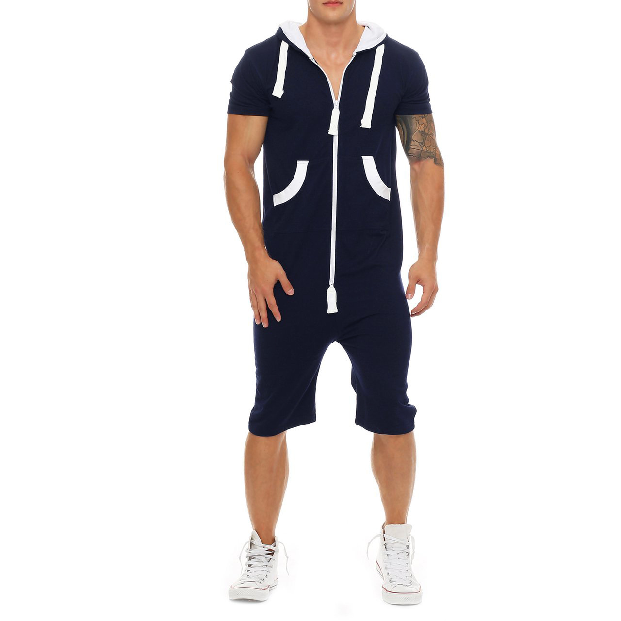 Title 4, Mens Slim Fashion Short Sleeve Jumpsuit