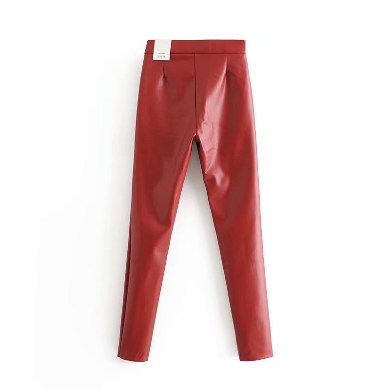 Title 3, European and American High-Waisted Leather Trou...