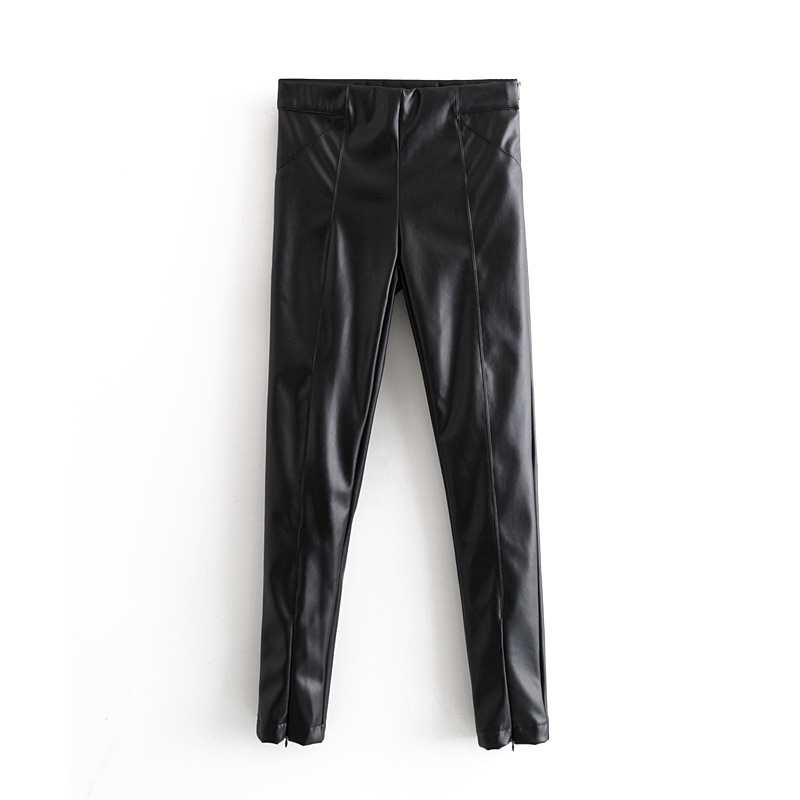 Title 14, European and American High-Waisted Leather Trou...