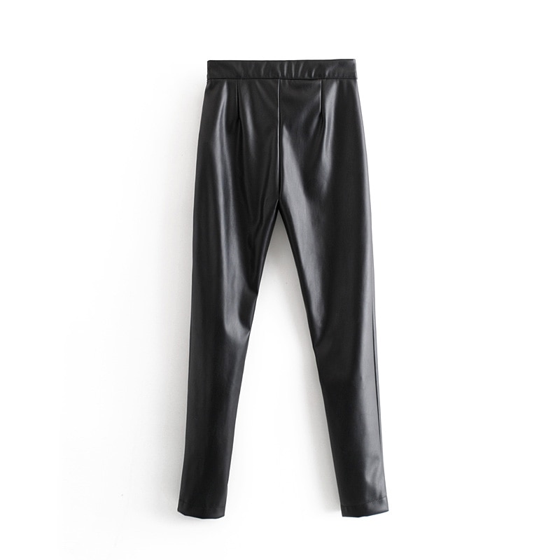 Title 15, European and American High-Waisted Leather Trou...