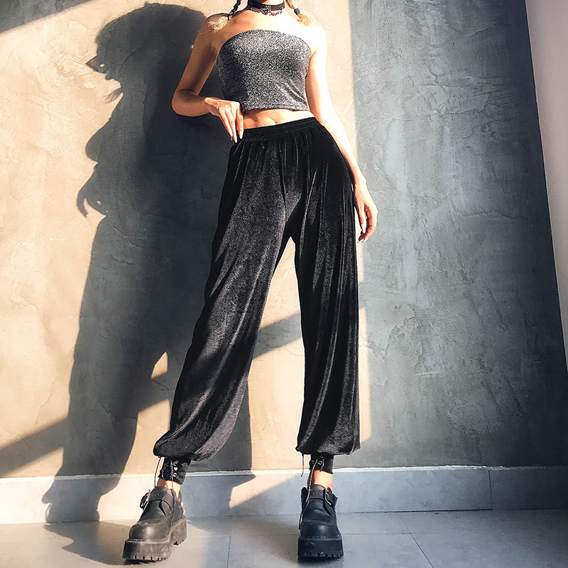 Title 6, Fashionable velvet strappy harem pants, combini...