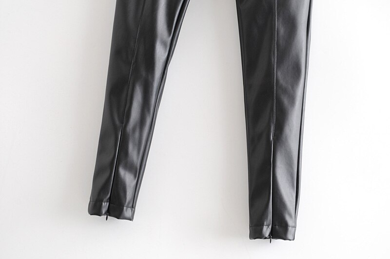 Title 19, European and American High-Waisted Leather Trou...