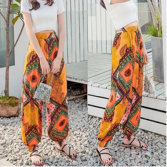 Title 1, Bohemian loose casual harem pants for women, co...