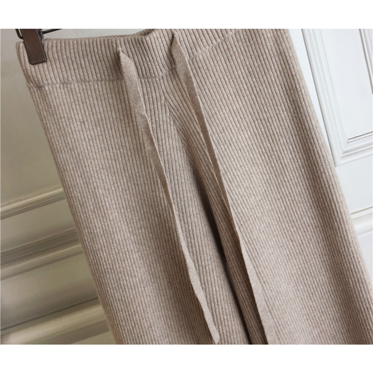 Title 10, High-rise solid color cashmere wide-leg trouser...