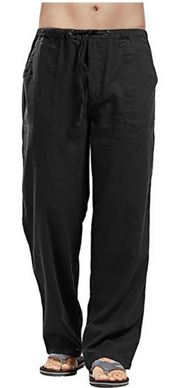 Title 13, Pantalones de lino de hombre talla grande con b...