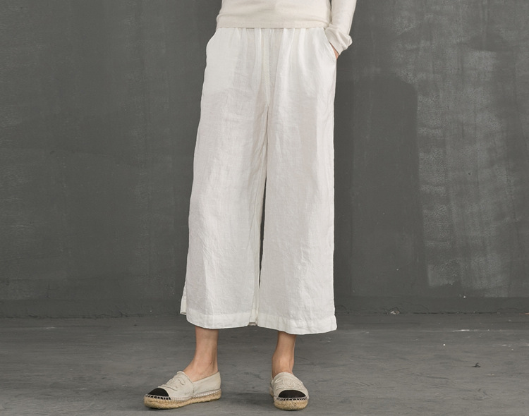 Title 1, Solid color cotton and linen retro simple casua...