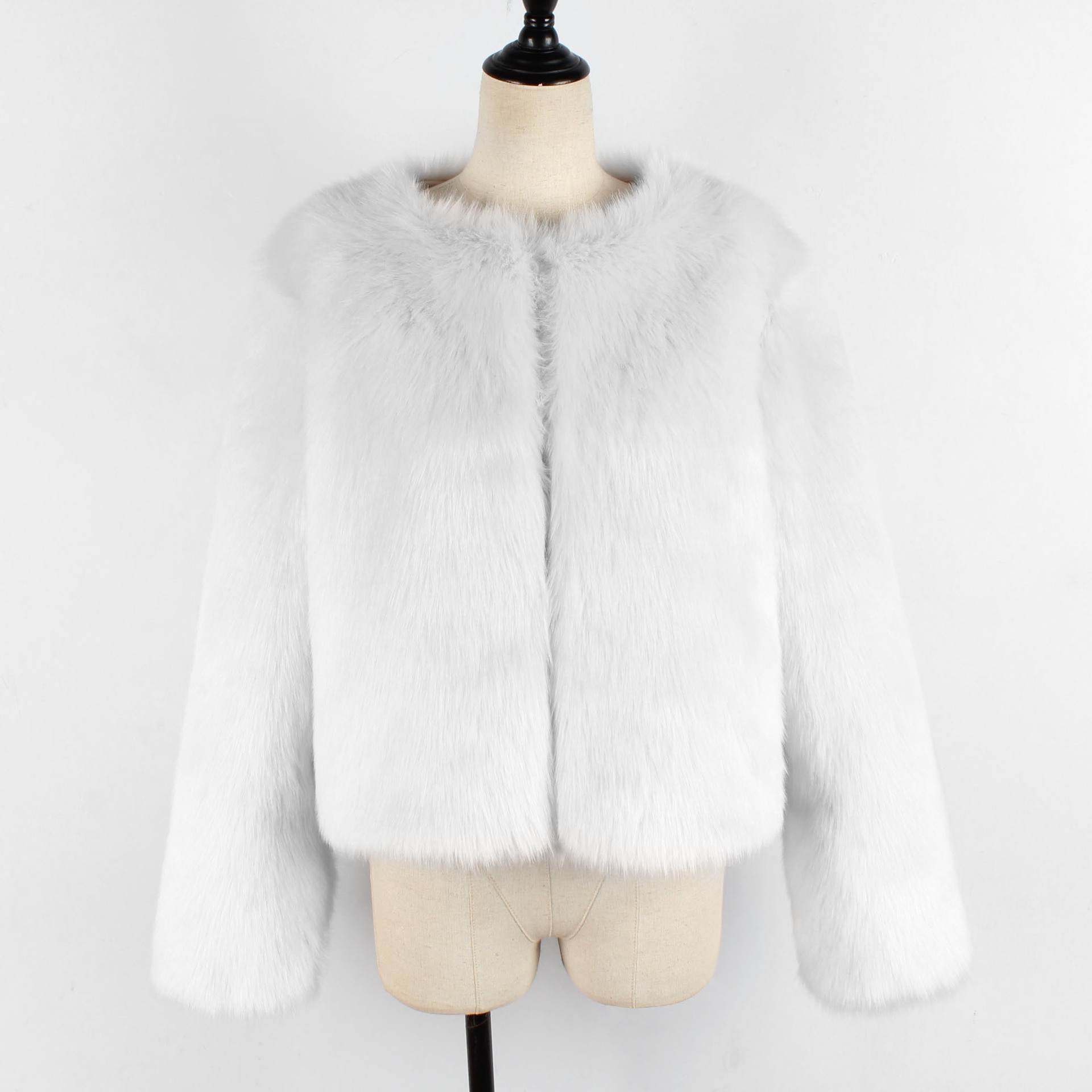 Title 5, White imitation fur womens winter coat, a warm...