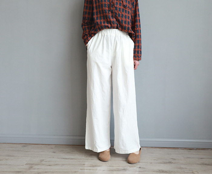 Title 9, Solid color cotton and linen retro simple casua...