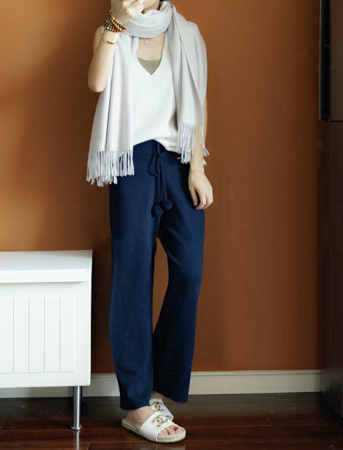 Title 5, High-waisted wide-leg cashmere pants