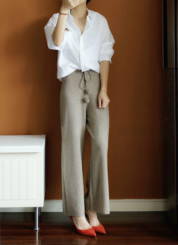 Title 6, High-waisted wide-leg cashmere pants