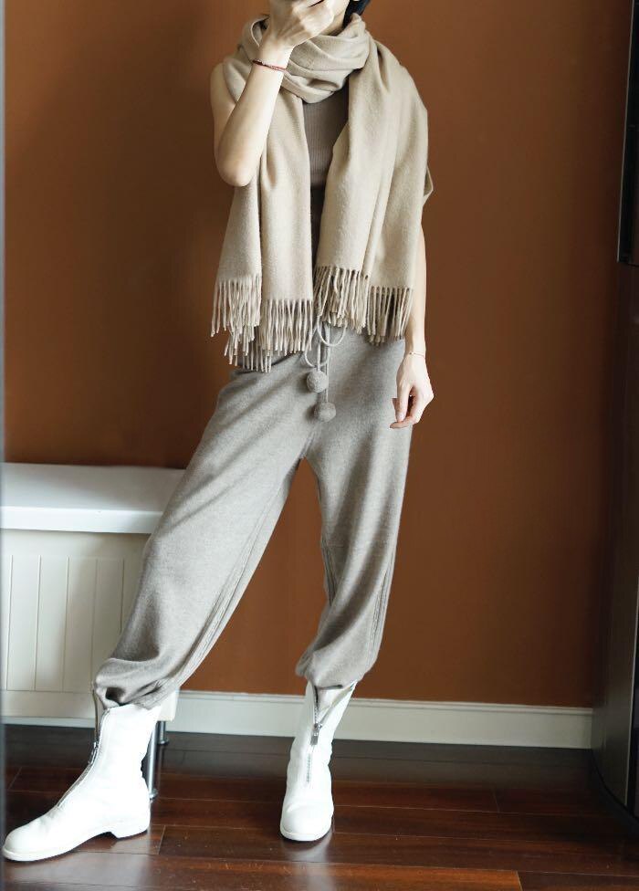 Title 7, High-waisted wide-leg cashmere pants