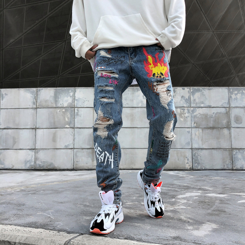 Title 1, Graffiti ripped jeans for a bold street style. ...