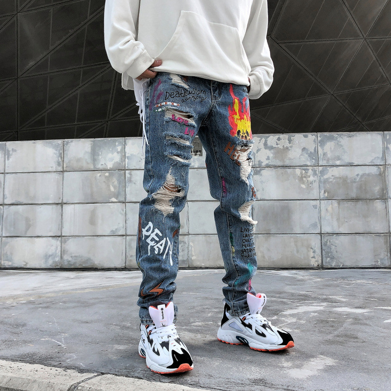 Title 2, Graffiti ripped jeans for a bold street style. ...