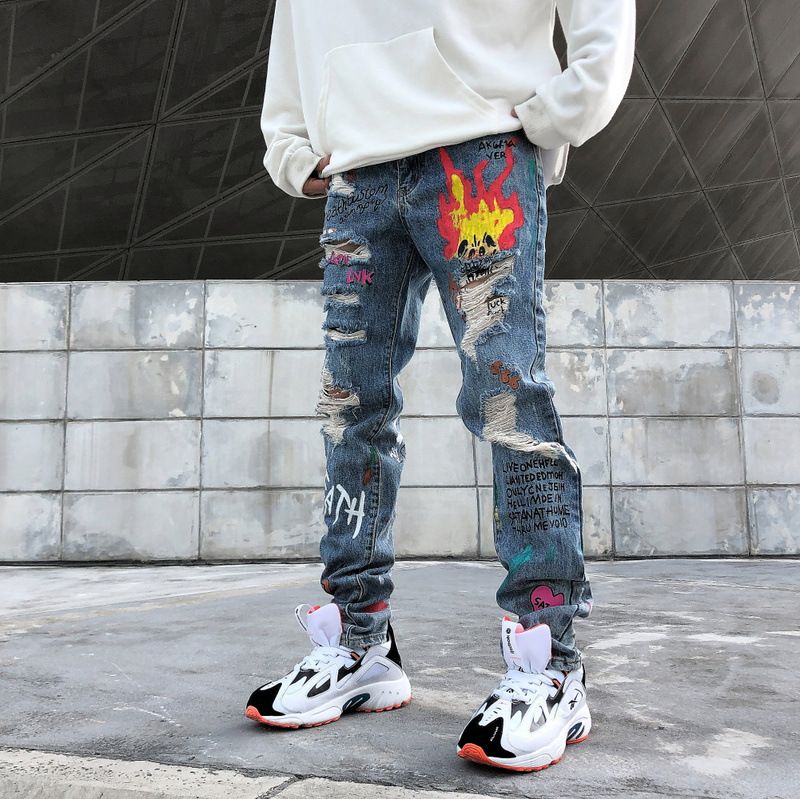 Title 3, Graffiti ripped jeans for a bold street style. ...