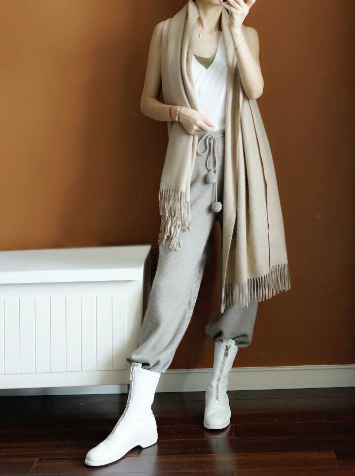 Title 14, High-waisted wide-leg cashmere pants