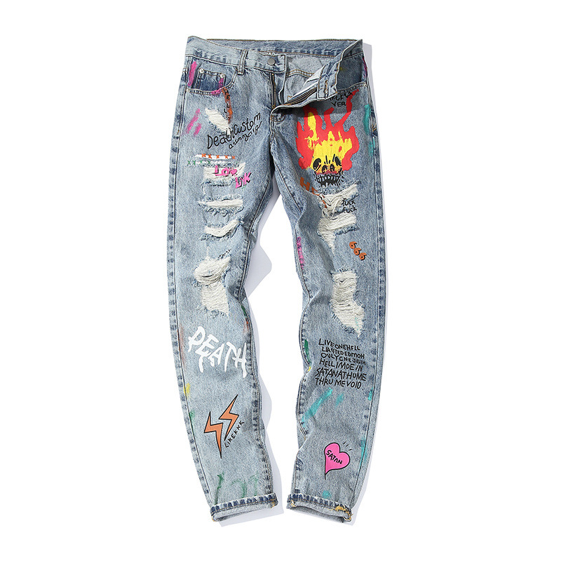 Title 5, Graffiti ripped jeans for a bold street style. ...