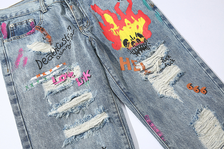 Title 11, Graffiti ripped jeans for a bold street style. ...