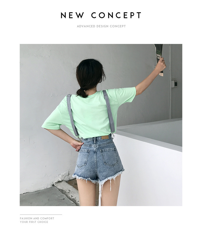 Title 1, Ripped suspenders jean shorts for a trendy, cas...