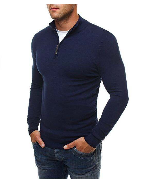 Title 5, Casual Zip Turtleneck Fashion Casual Pure Color...