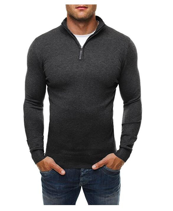 Title 8, Casual Zip Turtleneck Fashion Casual Pure Color...