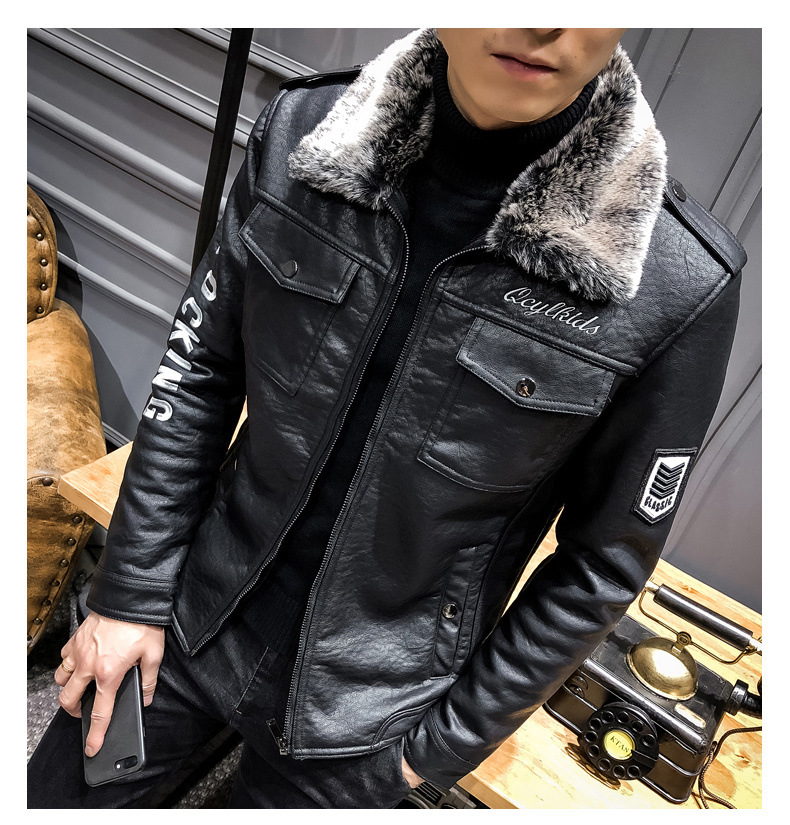 Title 1, Lamb fur lapel motorcycle leather jacket