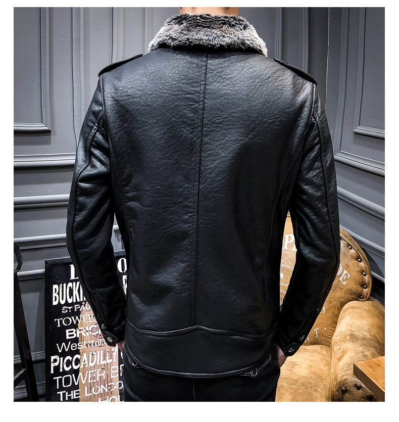 Title 5, Lamb fur lapel motorcycle leather jacket