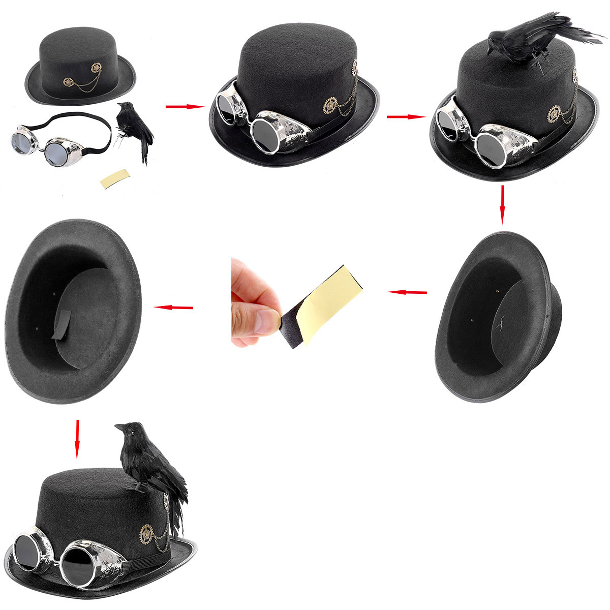 Title 2, Chapeau corbeau Steampunk pour costumes et cosp...