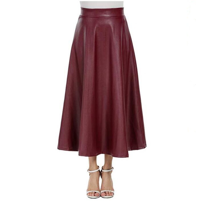 Title 2, PU Skirt Long High Waist Skirt for Women Stylis...