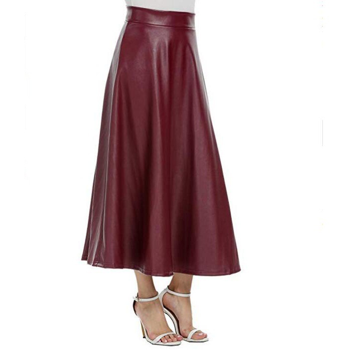 Title 4, PU Skirt Long High Waist Skirt for Women Stylis...