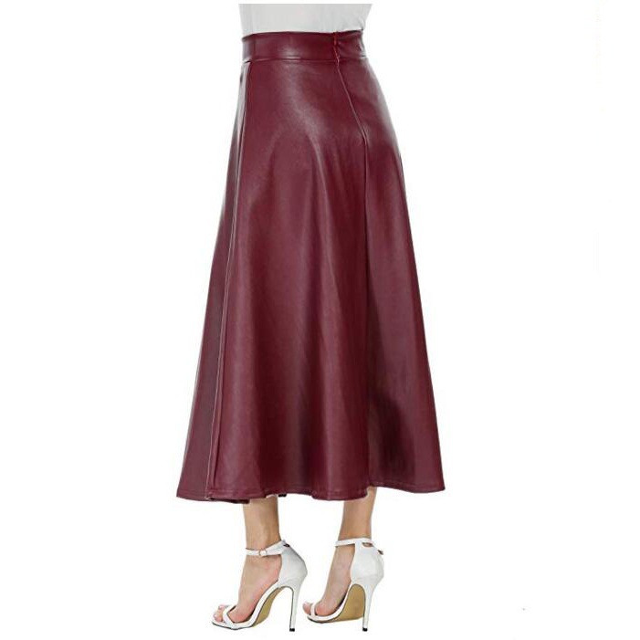 Title 5, PU Skirt Long High Waist Skirt for Women Stylis...