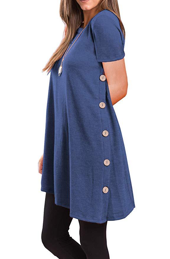 Title 7, Short sleeve irregular skirt with buttons. A ve...