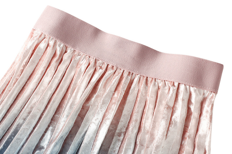 Title 11, Gradient gold velvet pleated skirt, a luxurious...