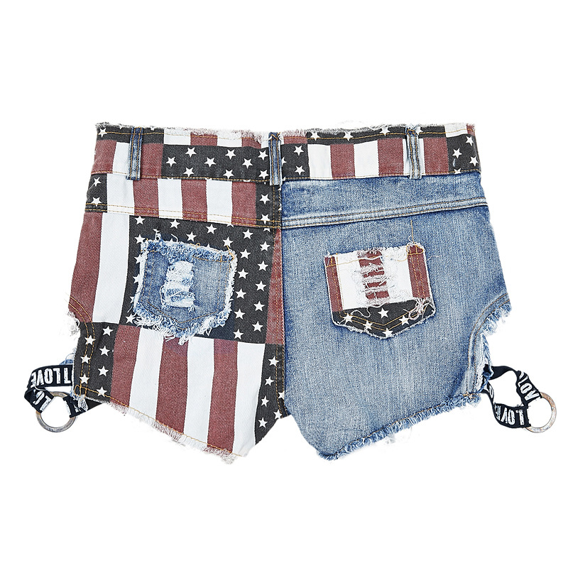 Title 3, Distressed US Flag Denim Shorts for a comfortab...