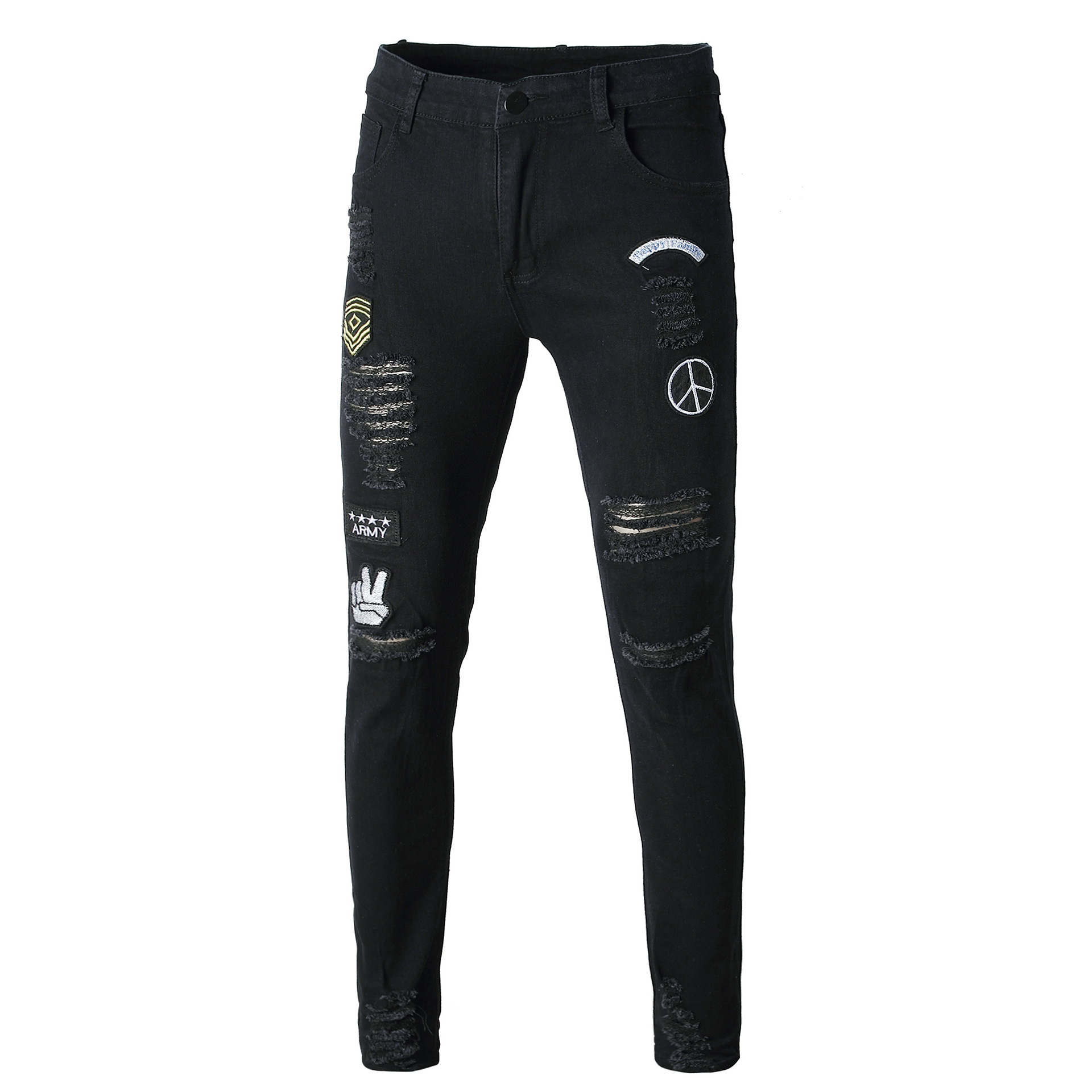 Title 12, Slim fit slim straight motorbroek voor heren. S...