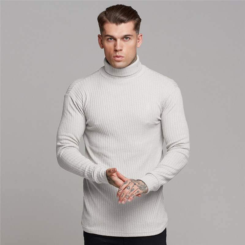 Title 2, High Collar T-shirt Long Sleeve T-shirt Men