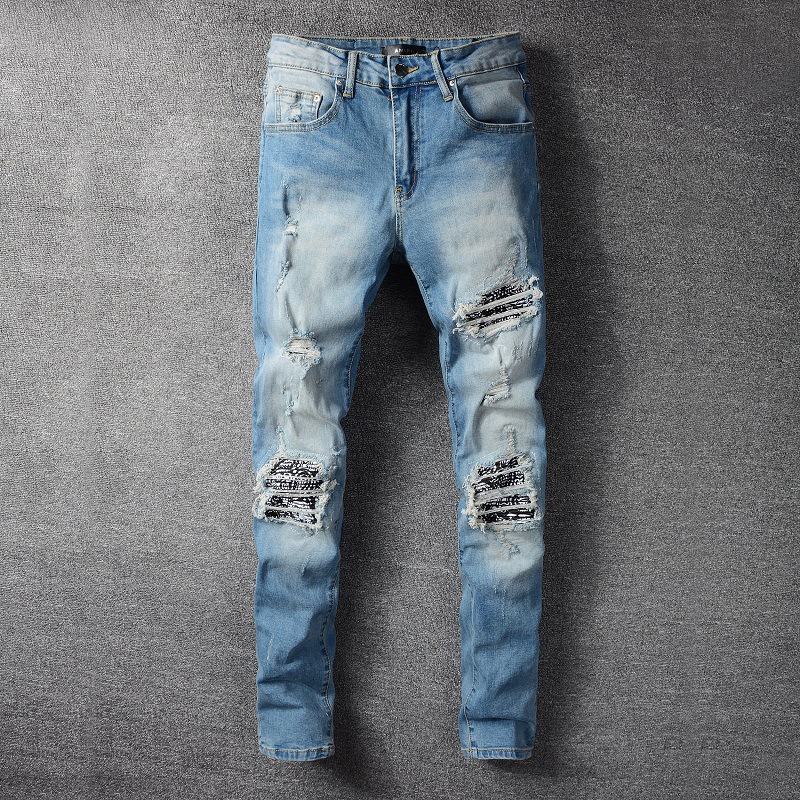 Title 1, Jeans slim fit con patch a motivo plissé e gamb...