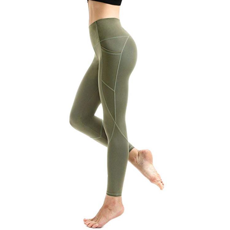 Title 5, Solid color running fitness sports leggings. Hi...