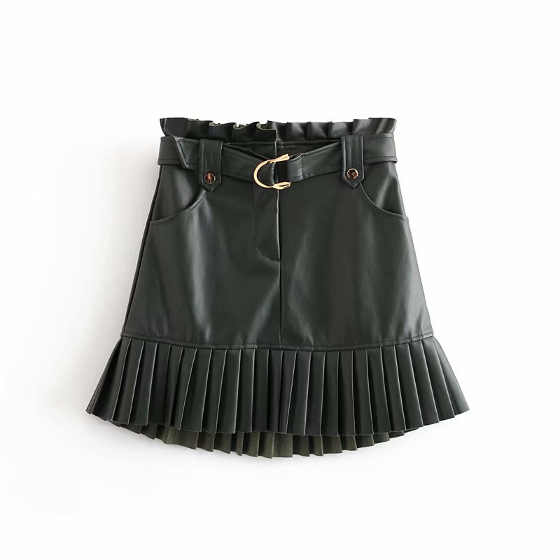 Title 7, Pleated Bottoming Fan PU Skirt Elevate your sty...