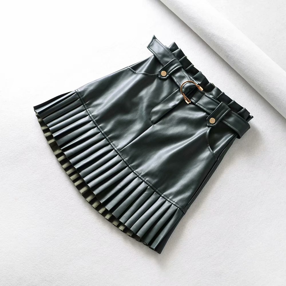 Title 8, Pleated Bottoming Fan PU Skirt Elevate your sty...