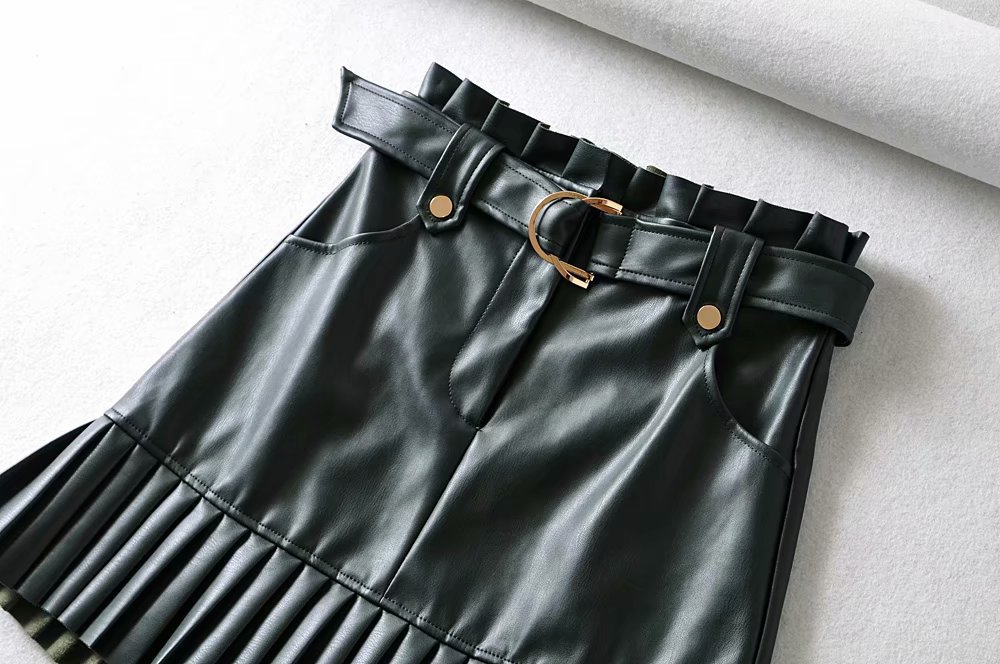 Title 9, Pleated Bottoming Fan PU Skirt Elevate your sty...