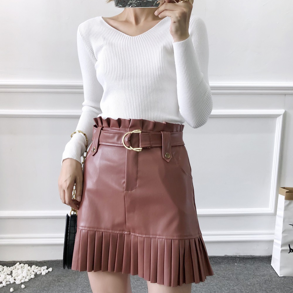 Title 13, Pleated Bottoming Fan PU Skirt Elevate your sty...